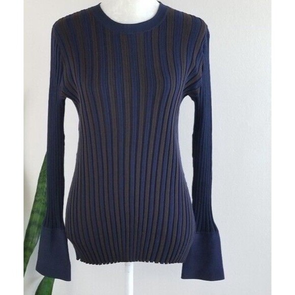Carlisle Women Lucia Silk Knit Long Sleeve Stretch Ribbed Sweater Top Size XS - Picture 3 of 9